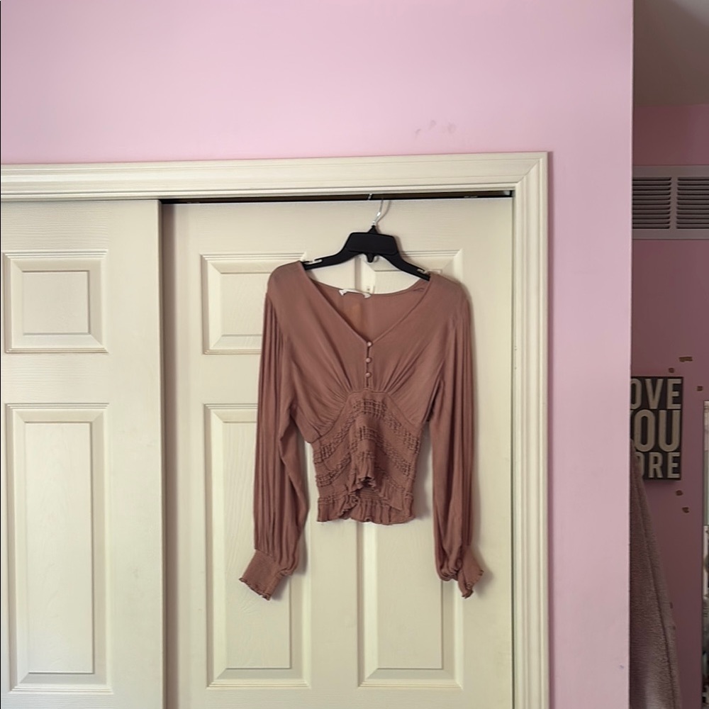 Mustard Seed Blush Puff Sleeve Blouse